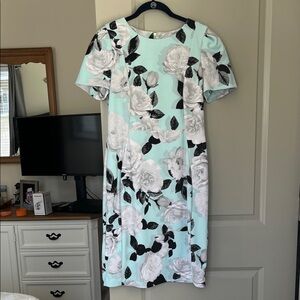 Calvin Klein Mint Floral Shift Midi Dress